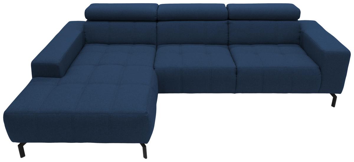 Ecksofa Kopfteil verstellbar Cunelli Dunkelblau Webstoff - Schwarz/Dunkelblau, Design, Textil (175/292cm) - MID.YOU