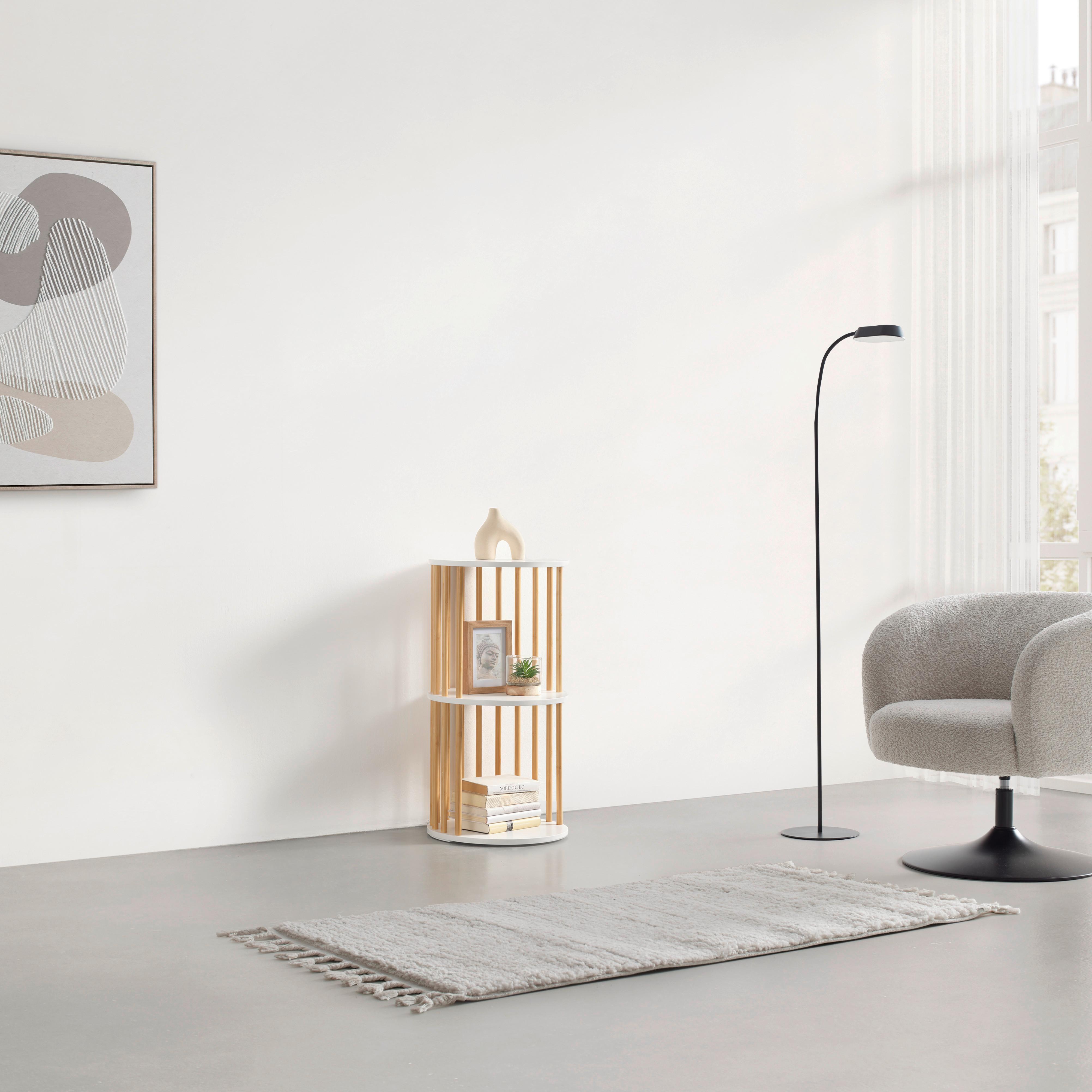 REGÁL ZORA -EXKLUSIV- - bílá/přírodní barvy, Moderní, kompozitní dřevo/přírodní materiály (40/77/40cm) - Mömax