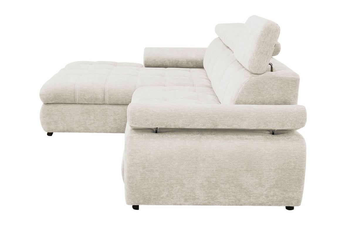 Rohová sedačka VEGAS, levá, béžová žinylka - černá/béžová, Design, dřevo/textil (173/294cm)
