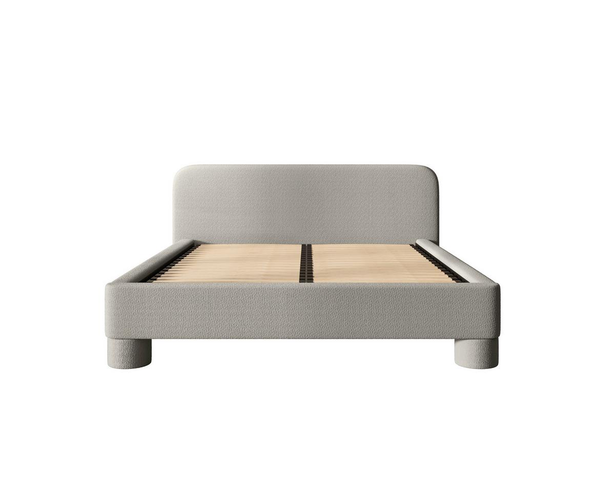 Polster Bett Bill 120 Creme LF: 120x200 cm - Schwarz/Grau, MODERN, Textil/Metall (140/200cm) - MID.YOU