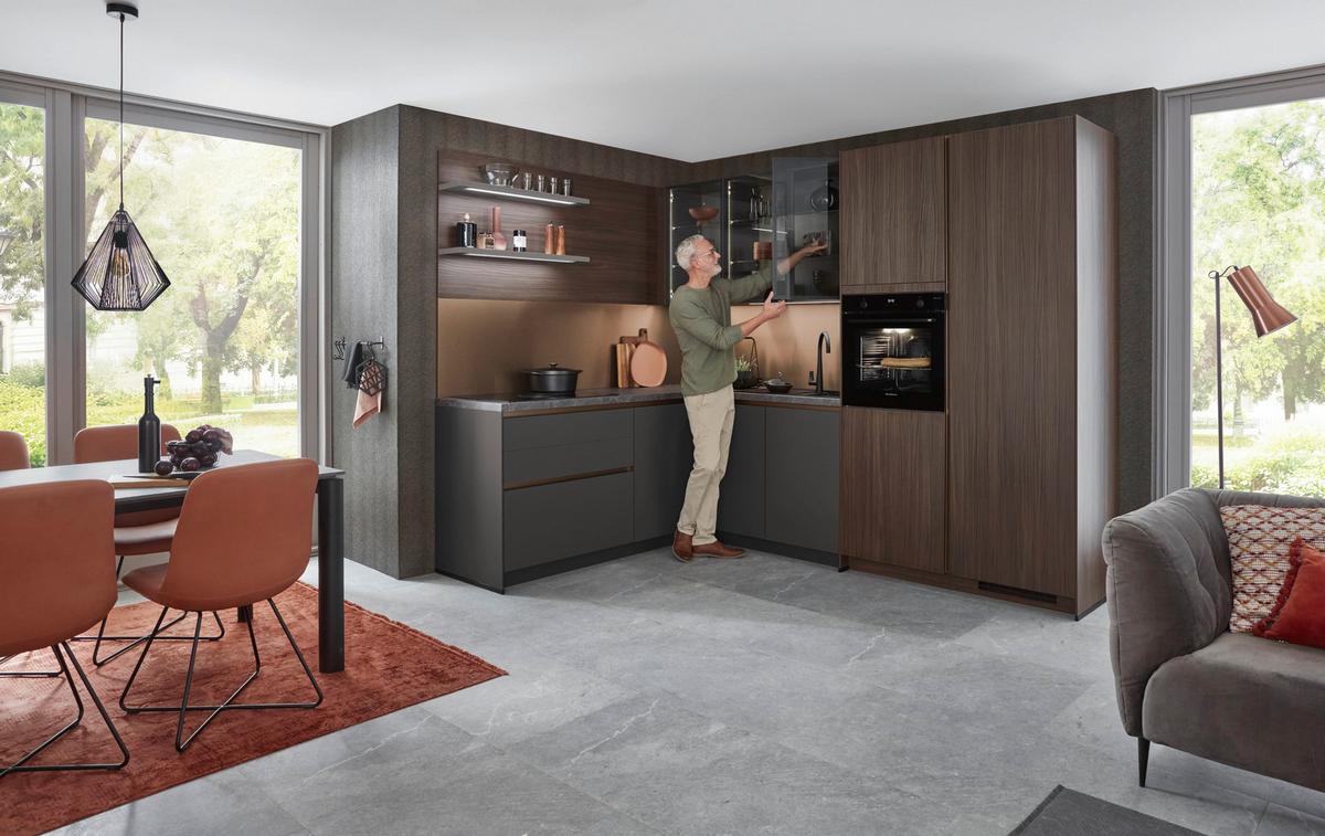 Eckküche Sidney/Singapur - Schieferfarben/Schlammfarben, Design, Holzwerkstoff (206/285cm) - Vertico