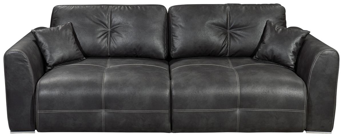 Schlafsofa Dolan Lux.3Dl Anthrazit - Hellbraun/Chromfarben, MODERN, Textil (245/85/115cm) - Livetastic