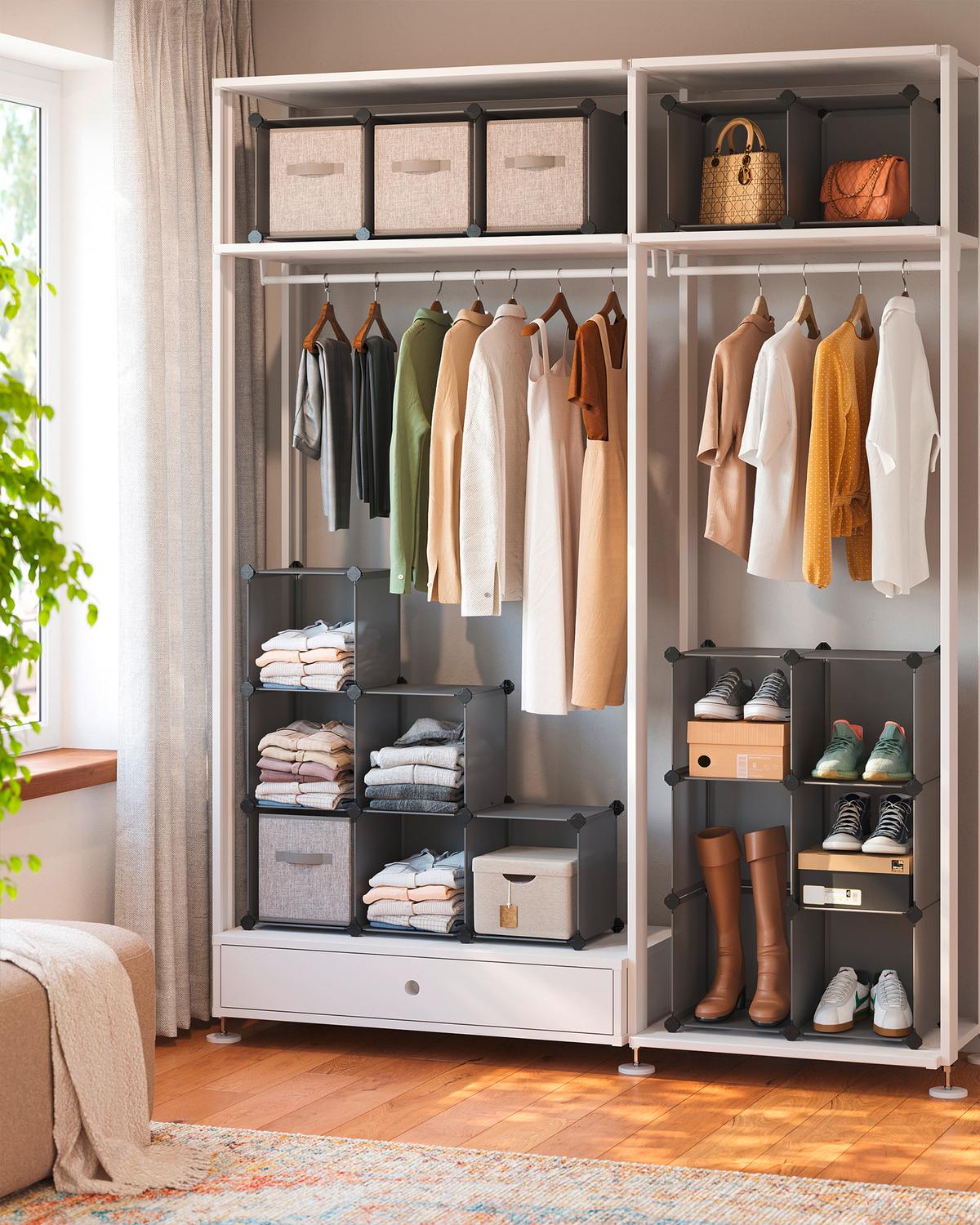 Regalkombination B: 153 Cm, Grau - Schwarz/Grau, Basics, Kunststoff/Metall (153/153/31cm) - Boxxx