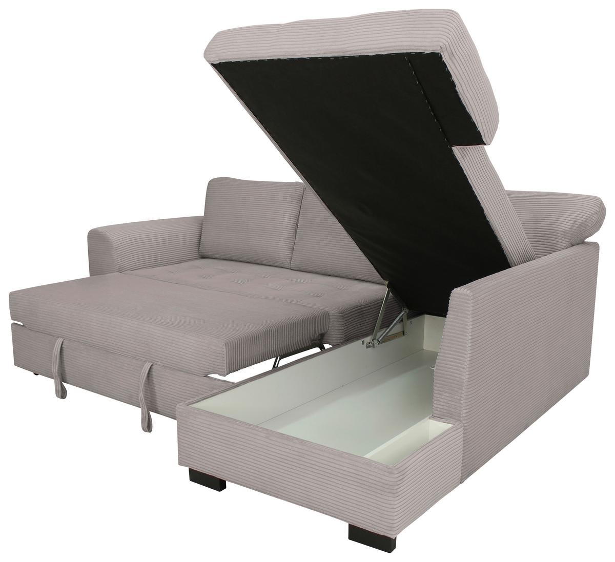 Ecksofa John Graubraun  S: 239x178 cm - Graubraun/Schwarz, Trend, Textil (239/178cm)