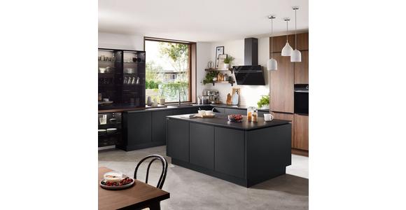 Einbauküche Riga Frei Planbar Modern, Grifflos - Eichefarben/Schwarz, MODERN, Holzwerkstoff - Vertico
