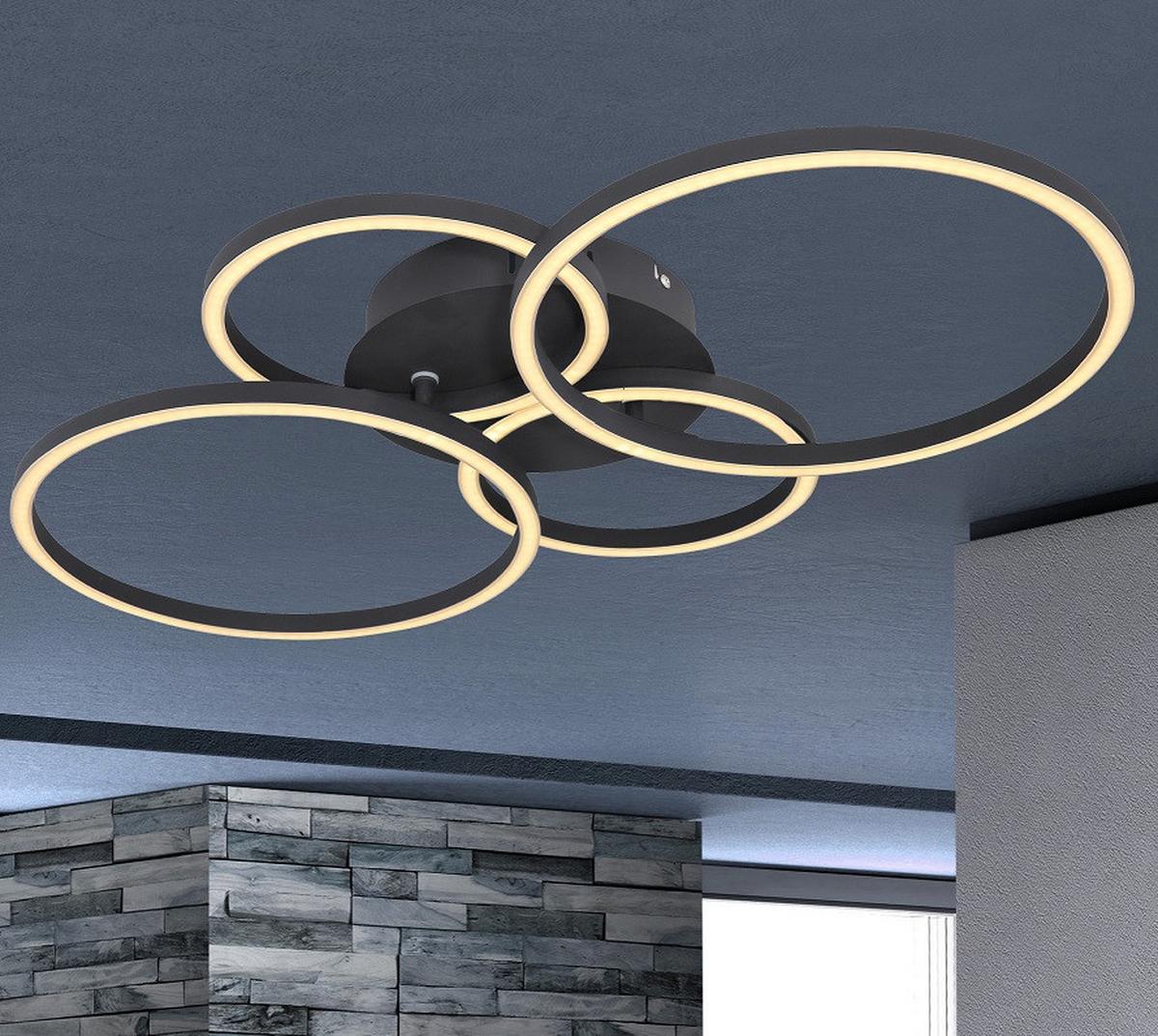 Led-deckenleuchte 67233-40s Kendy - Schwarz, Design, Kunststoff/Metall (65,5/40,6/7,5cm) - Globo