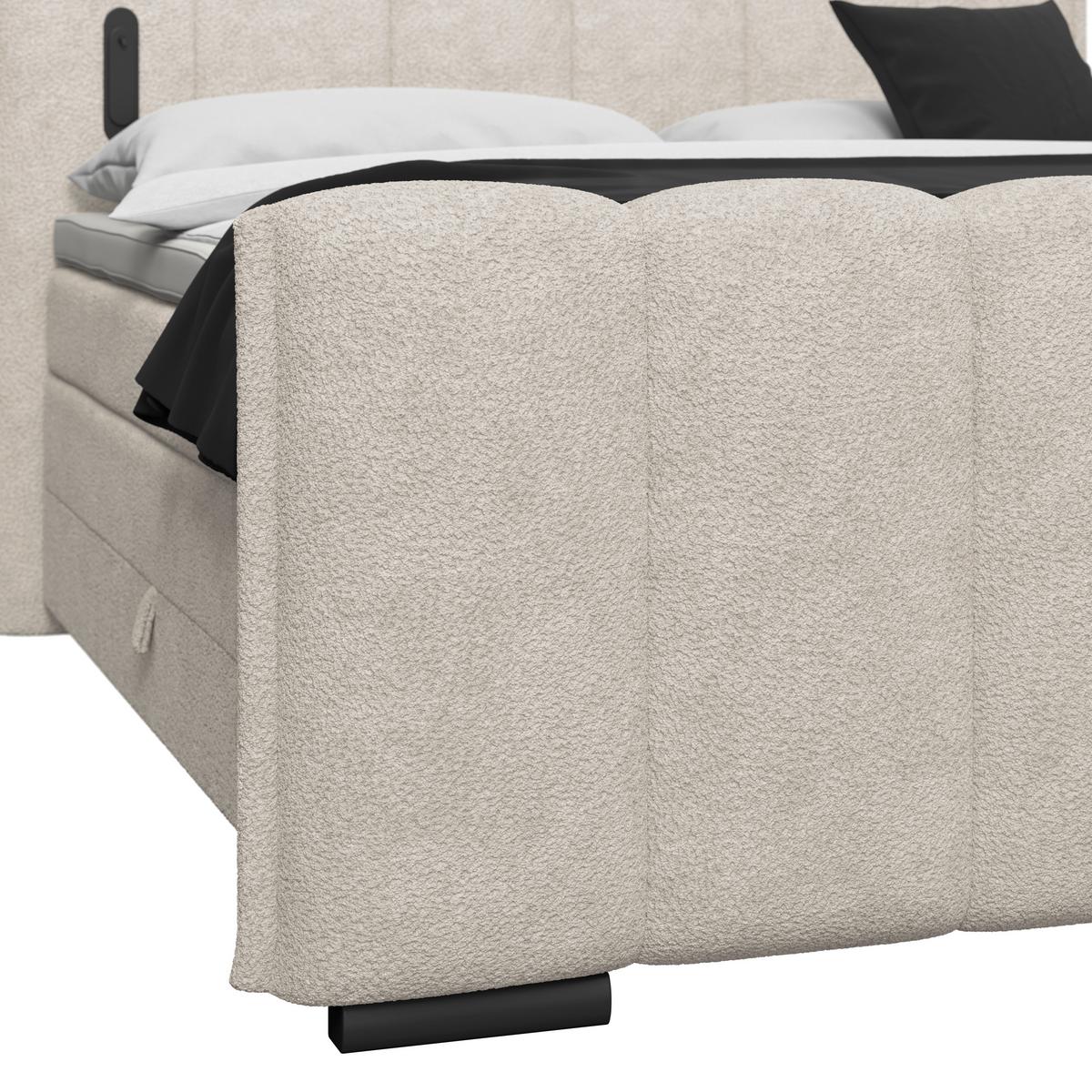 Boxspringbett Elysia inkl. Matratze 180x220 - Beige/Schwarz, Trend, Holz/Holzwerkstoff (180/220cm) - Luca Bessoni