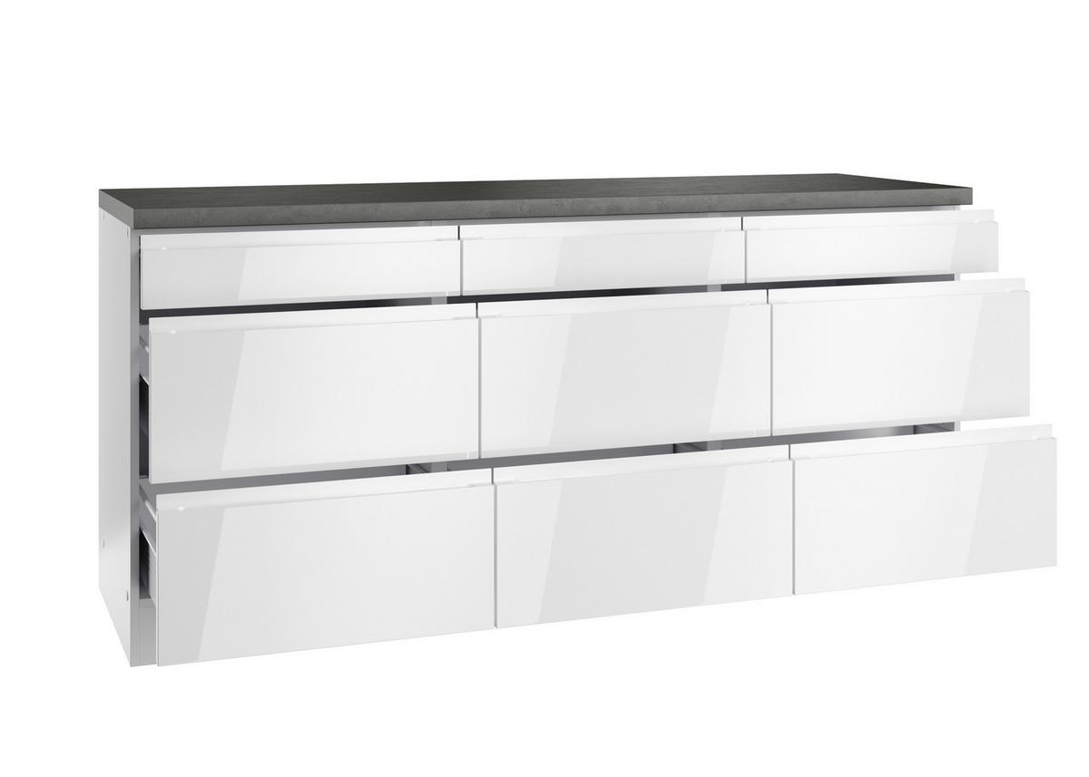 Küchenunterschrank Monza 180 Cm Weiß/grau - Weiß Hochglanz/Weiß, LIFESTYLE, Holzwerkstoff (180/86/60cm) - Held