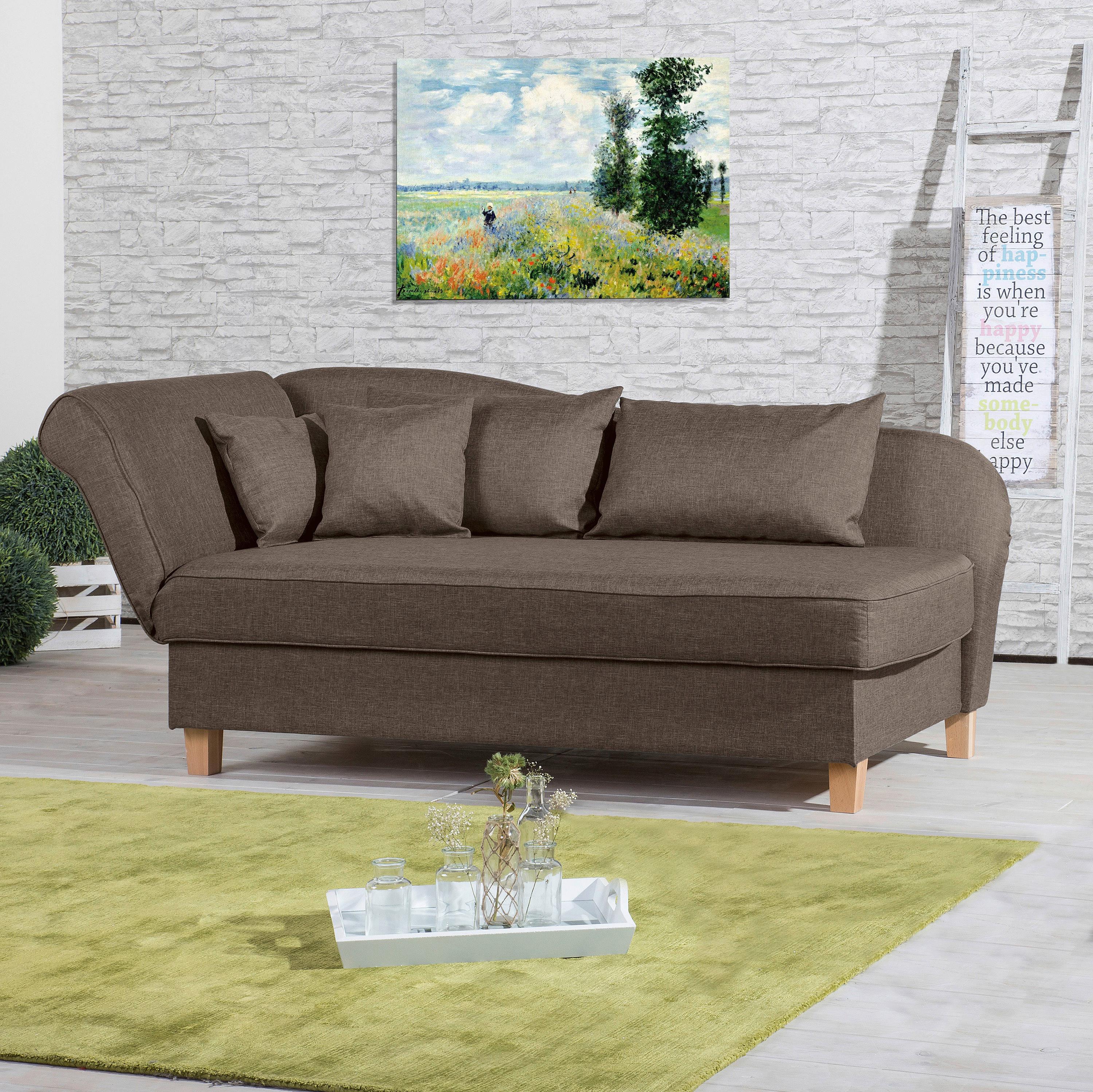 Recamiere Selma Sahara Links Mit Bettkasten+schlaffunktion - Hellbraun/Buchefarben, Design, Textil (190/88/82cm) - Max Winzer