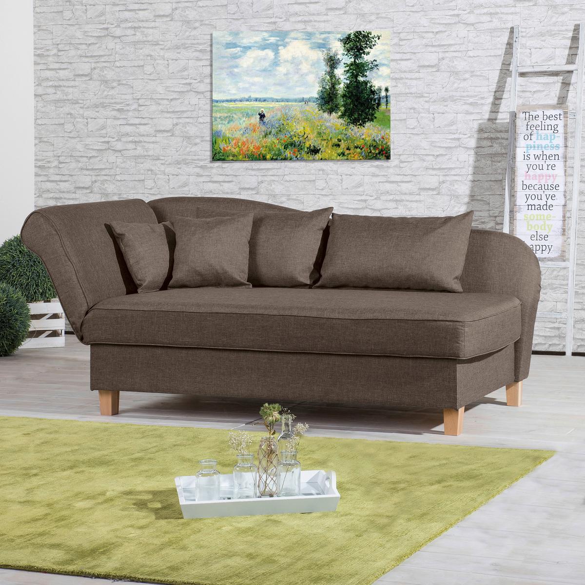 Recamiere Selma Sahara Links mit Bettkasten+schlaffunktion - Hellbraun/Buchefarben, Design, Textil (190/88/82cm) - Max Winzer