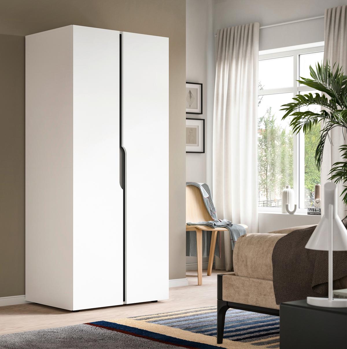 DREHTÜRENSCHRANK Anga Weiß B: 80cm - Weiß, MODERN, Holzwerkstoff (80/180/51cm) - MID.YOU