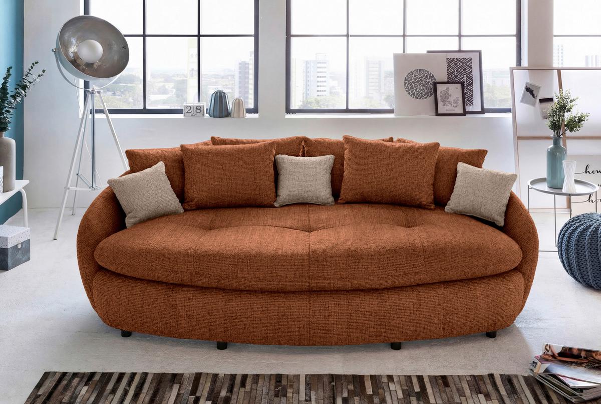 Megasofa Aruba 2 mit Kissen B: 238cm,terracotta Chenille - Terracotta/Schwarz, Trend, Textil (238/80/140cm) - Luca Bessoni