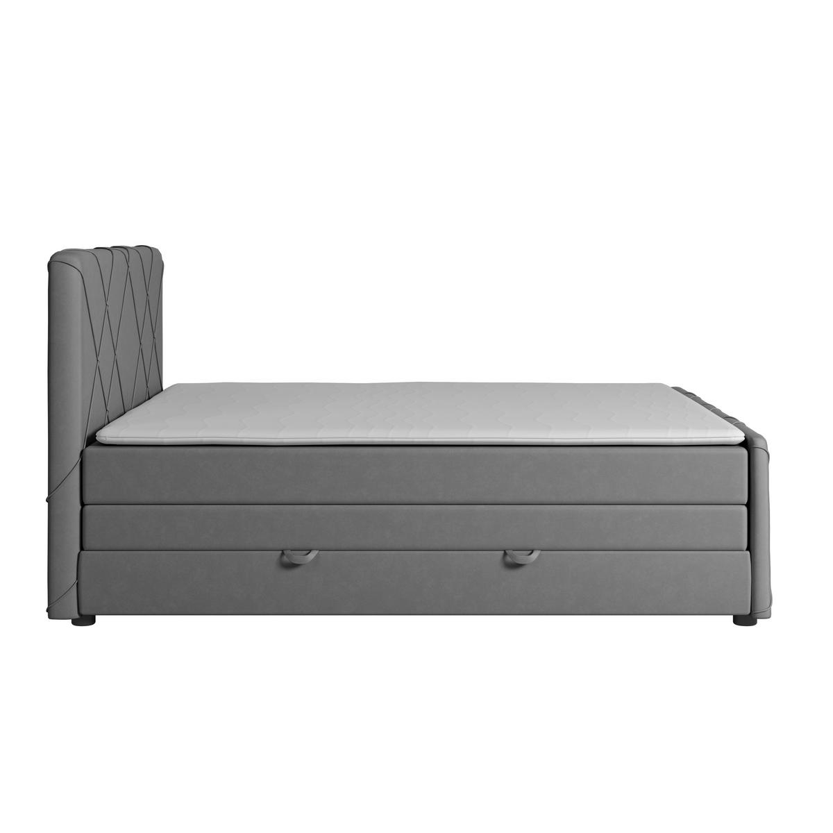 Boxspringbett mit Bettkasten Cordoba, 180x200 cm - Hellgrau/Schwarz, MODERN, Karton/Holz (180/200cm) - MID.YOU