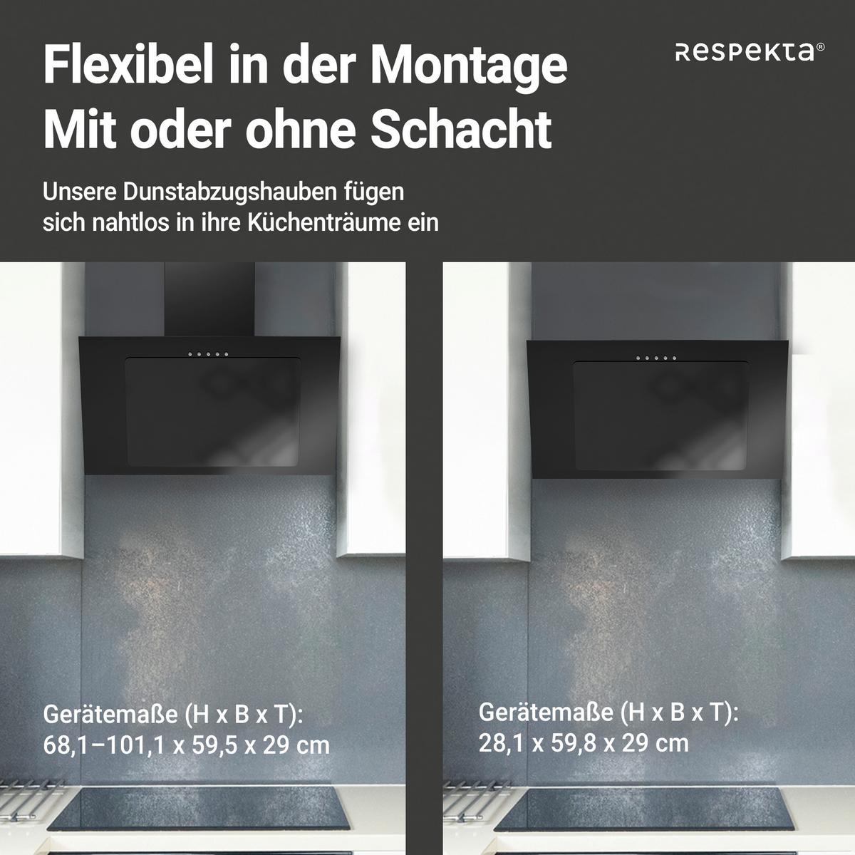 Kopffreihaube Respekta Kala Metall/Glas Schwarz B: 59,5 cm - Schwarz, Trend, Glas/Metall (59,5/68,1-101,1/29cm) - Respekta