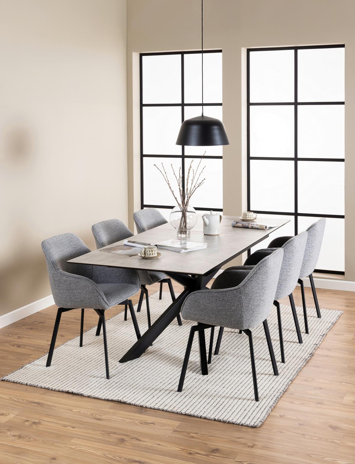 Esstisch Irwine H000023566 - Schwarz/Grau, Design, Glas/Keramik (168-210/90/76cm) - MID.YOU