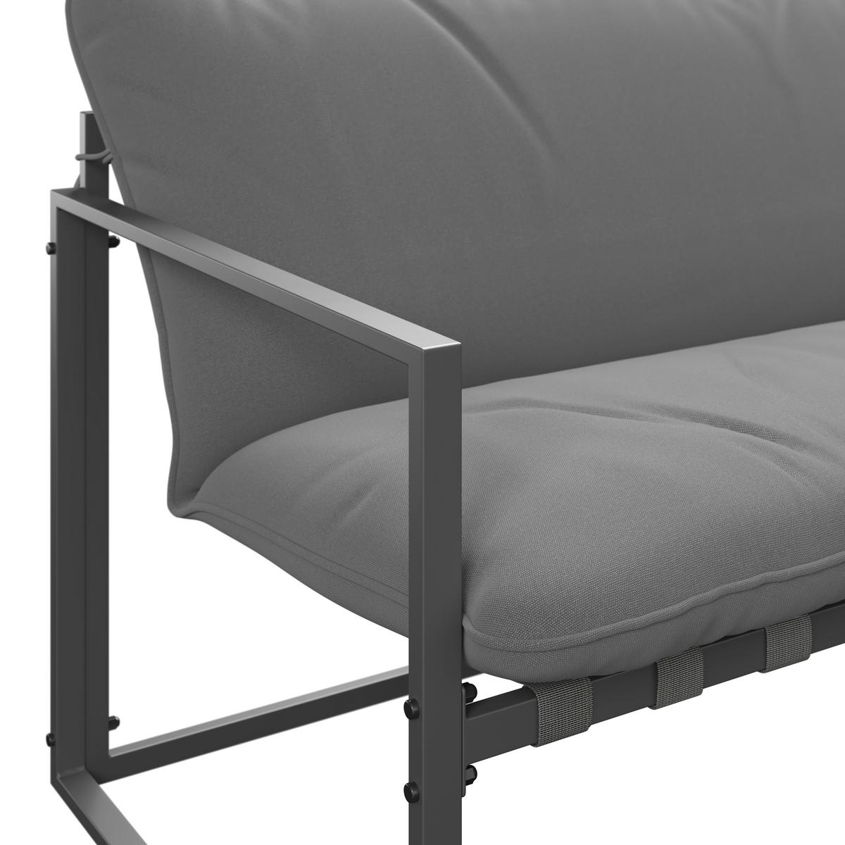 Loungegarnitur Göteborg *ph* - Dunkelgrau/Schwarz, MODERN, Glas/Textil (114/67/70cm) - Beldano