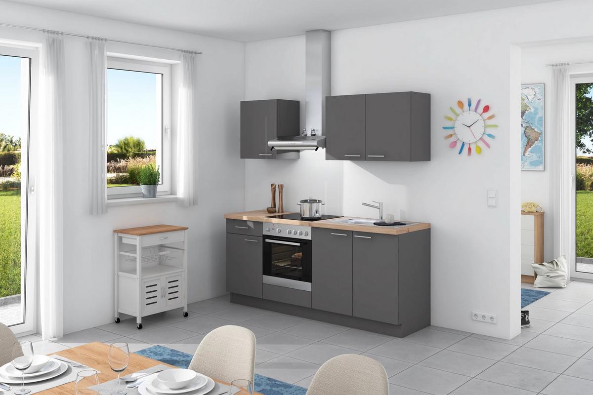 Express Küchenzeile Base ohne ➤ online 200 Geräte cm kaufen Möbelix Wildeiche/Anthrazit