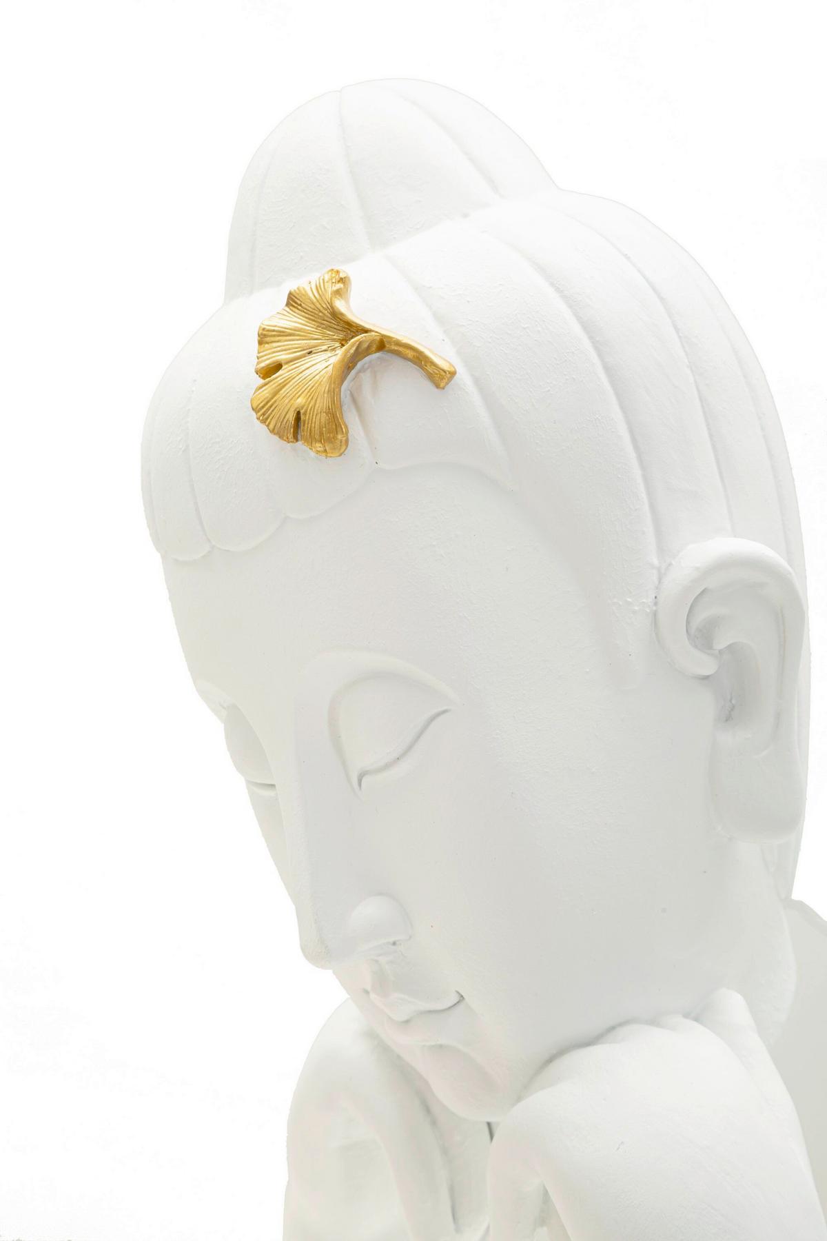 Skulptur Buddha B Weiß Goldfarben B: 21,5 cm - Goldfarben/Weiß, Basics, Kunststoff (21.5/36/13cm)