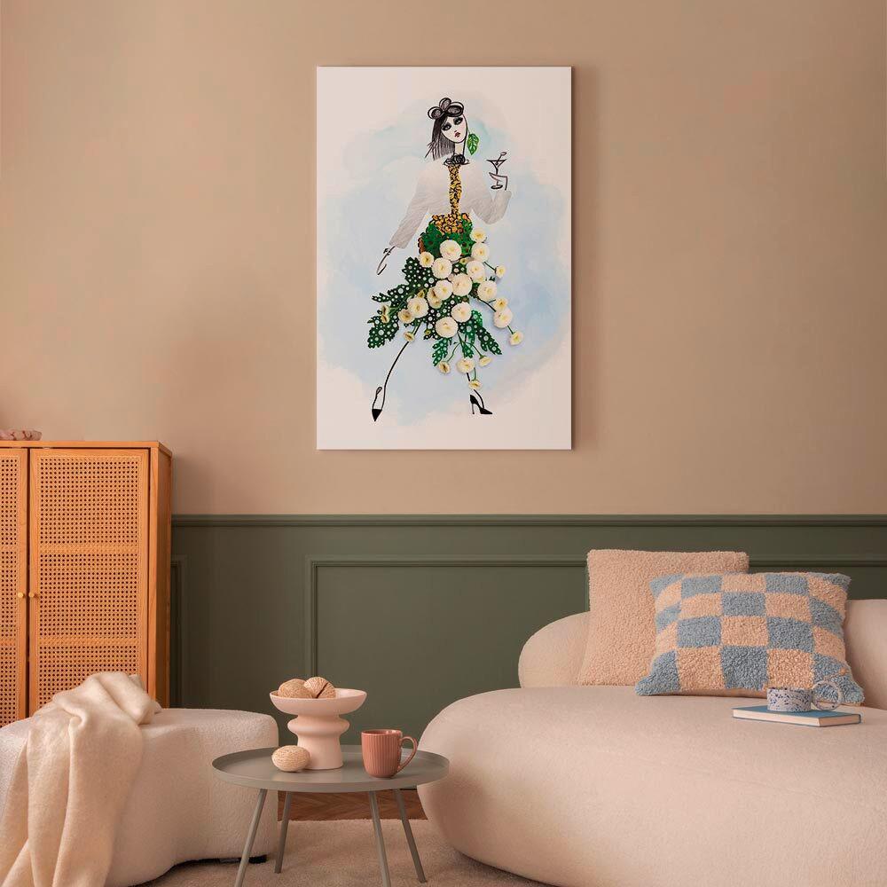 Leinwandbild Herbal Girl Hellgrau Hellblau B: 80 cm - Hellgrau/Hellblau, Basics, Holz/Textil (80/120/1,2cm) - artgeist