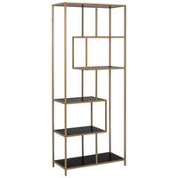 Regál kovovej konštrukcie Seaford Š: 77 cm - čierna/zlatá, Modern, kov/kompozitné drevo (77/185/35cm)