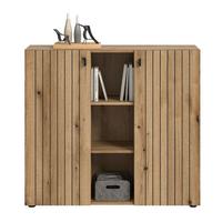 Kommode Station Eiche Dekor B: 106cm - Eichefarben/Schwarz, Design, Holzwerkstoff (106/96/37cm) - MID.YOU