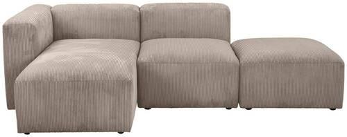 Ecksofa Lenata Taupe Cord - Taupe/Schwarz, Design, Textil (160/250cm) - Max Winzer