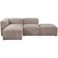 Ecksofa Lenata Taupe Cord - Taupe/Schwarz, Design, Textil (160/250cm) - Max Winzer