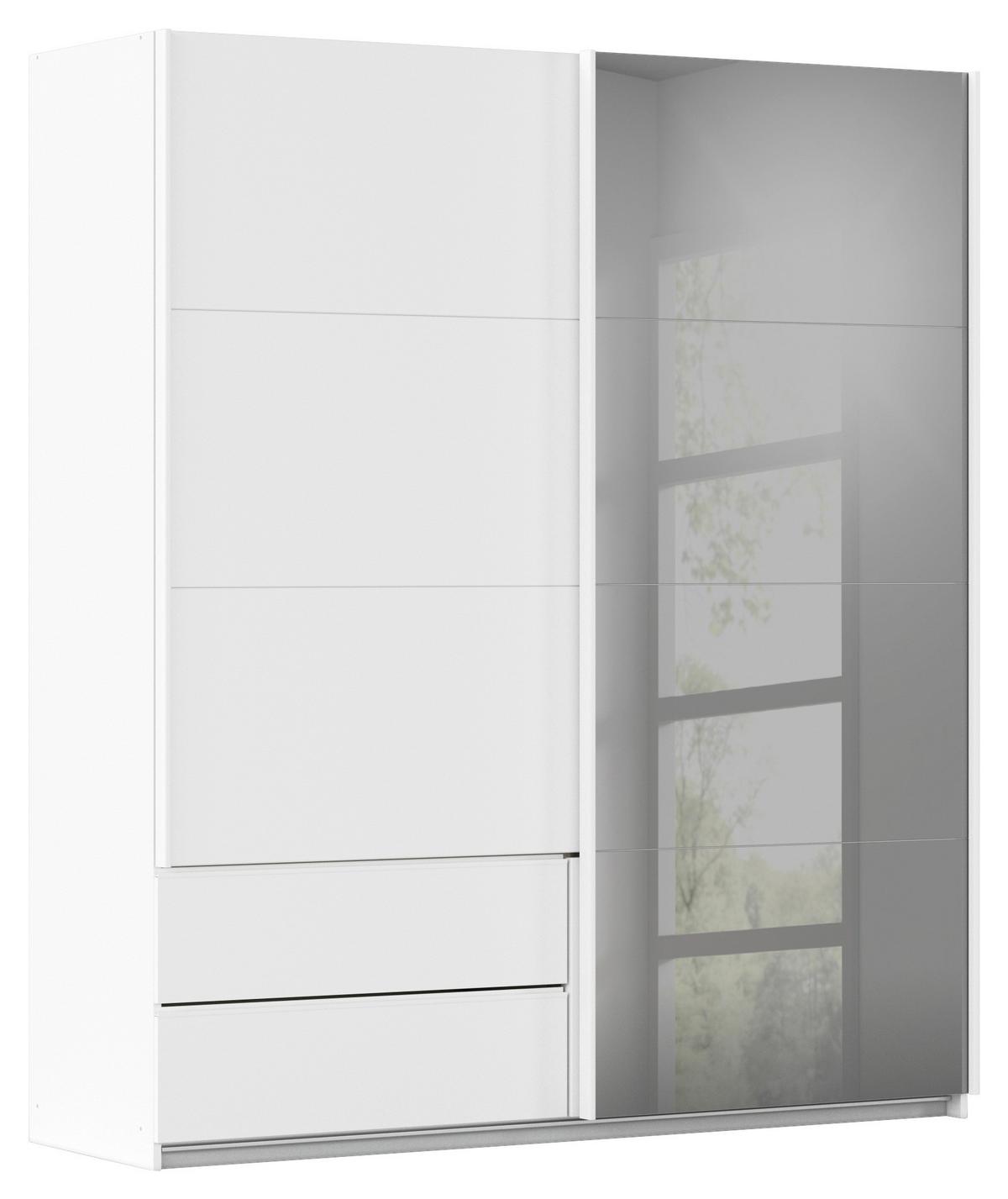 Schwebetürenschrank Karpo - Weiß/Grau, KONVENTIONELL, Holzwerkstoff (181/210/62cm)
