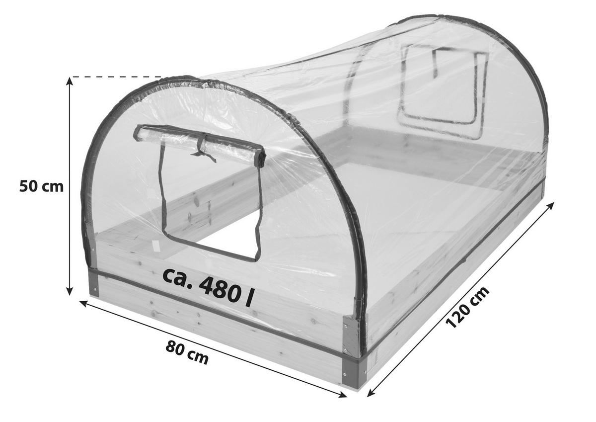 Frühbeet Kunststoff/Metall/ Holzrahmen LxBxH: 80x120x50 cm - Transparent, Basics, Holz/Kunststoff (80/50/120cm)
