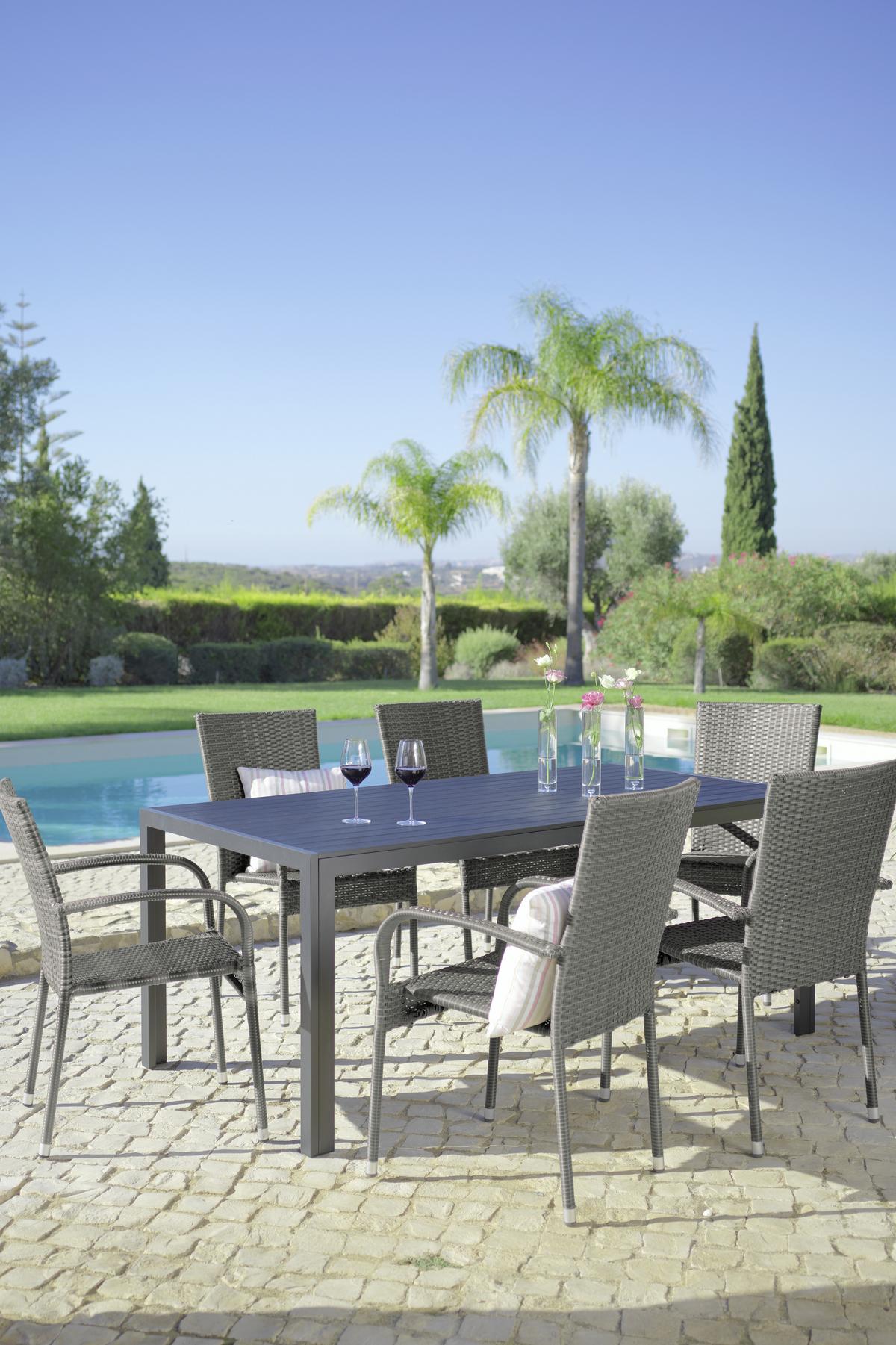 Gartenstuhl Stapelbar Emilia, Polyrattan - Dunkelbraun, MODERN, Kunststoff/Metall (64/87/56cm) - Ondega