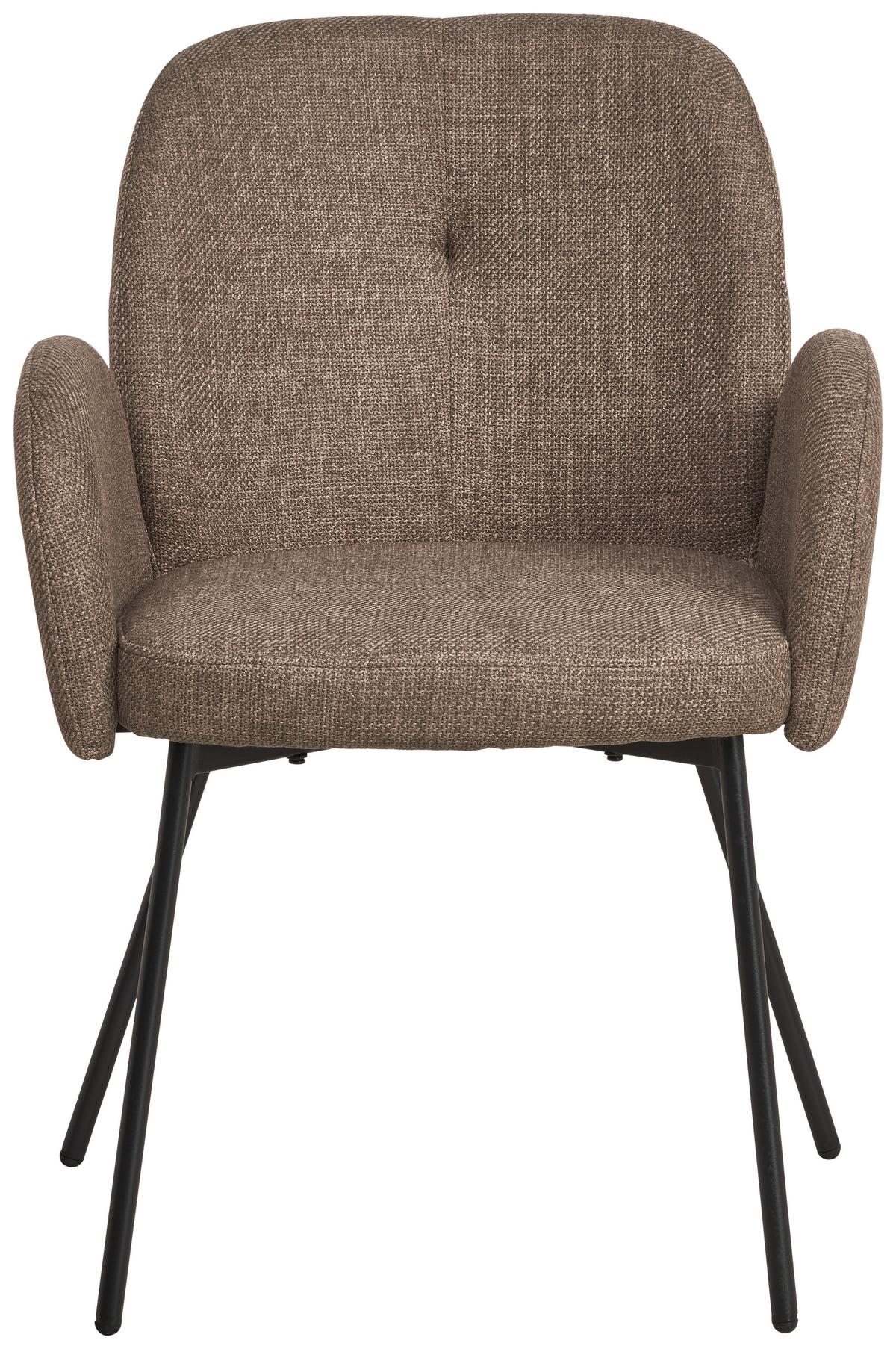 Armlehnstuhl Pauline Leinenoptik Brau, B: 62 cm - Schwarz/Braun, KONVENTIONELL, Holz/Textil (62/85/64cm) - MID.YOU