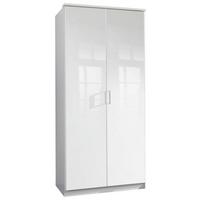 Drehtürenschrank B: 91 cm Clack, Weiß - Weiß Hochglanz/Weiß, Basics, Holzwerkstoff (91/199/58cm) - MID.YOU