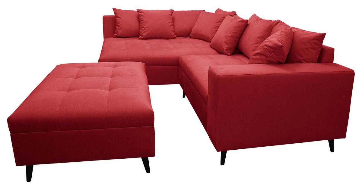 Ecksofa Pruno, Rot S: 174x247 Cm - Rot/Schwarz, Design, Textil (174/247cm) - MID.YOU