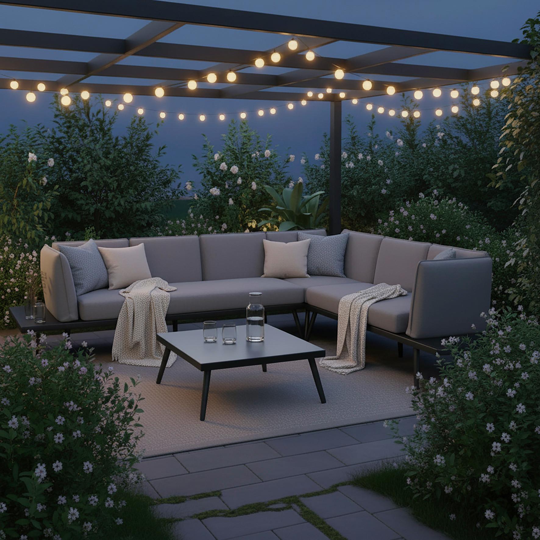 TERASOVÁ SEDACIA SÚPRAVA JOANNA - čierna, Modern, kov (300/78/80cm) - Bessagi Garden