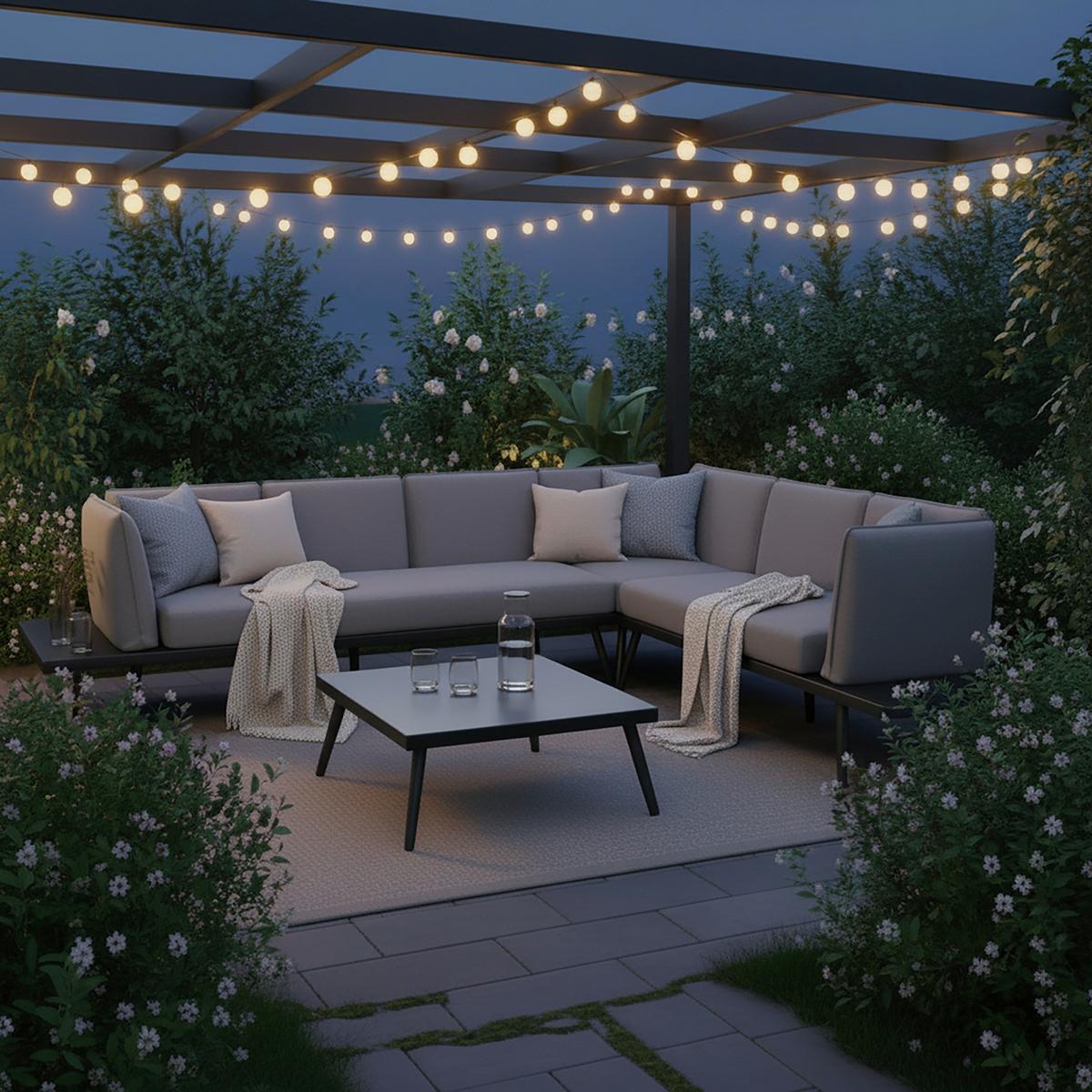 TERASOVÁ SEDACIA SÚPRAVA JOANNA - čierna, Modern, kov (300/78/80cm) - Bessagi Garden