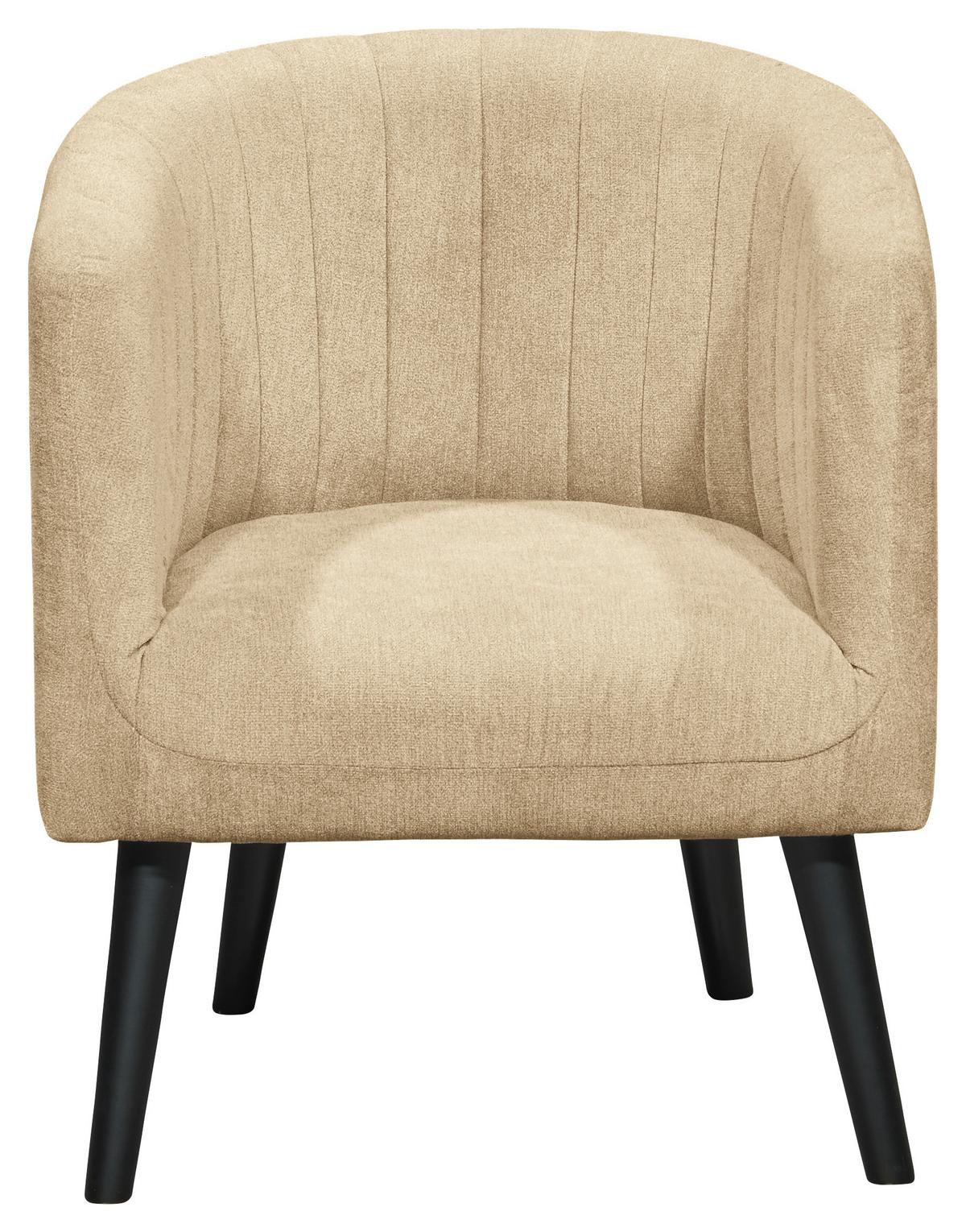 Polstersessel Mit Armlehnen Paul Velours Sandfarben - Sandfarben/Schwarz, Basics, Textil (61/82/58cm) - Livetastic