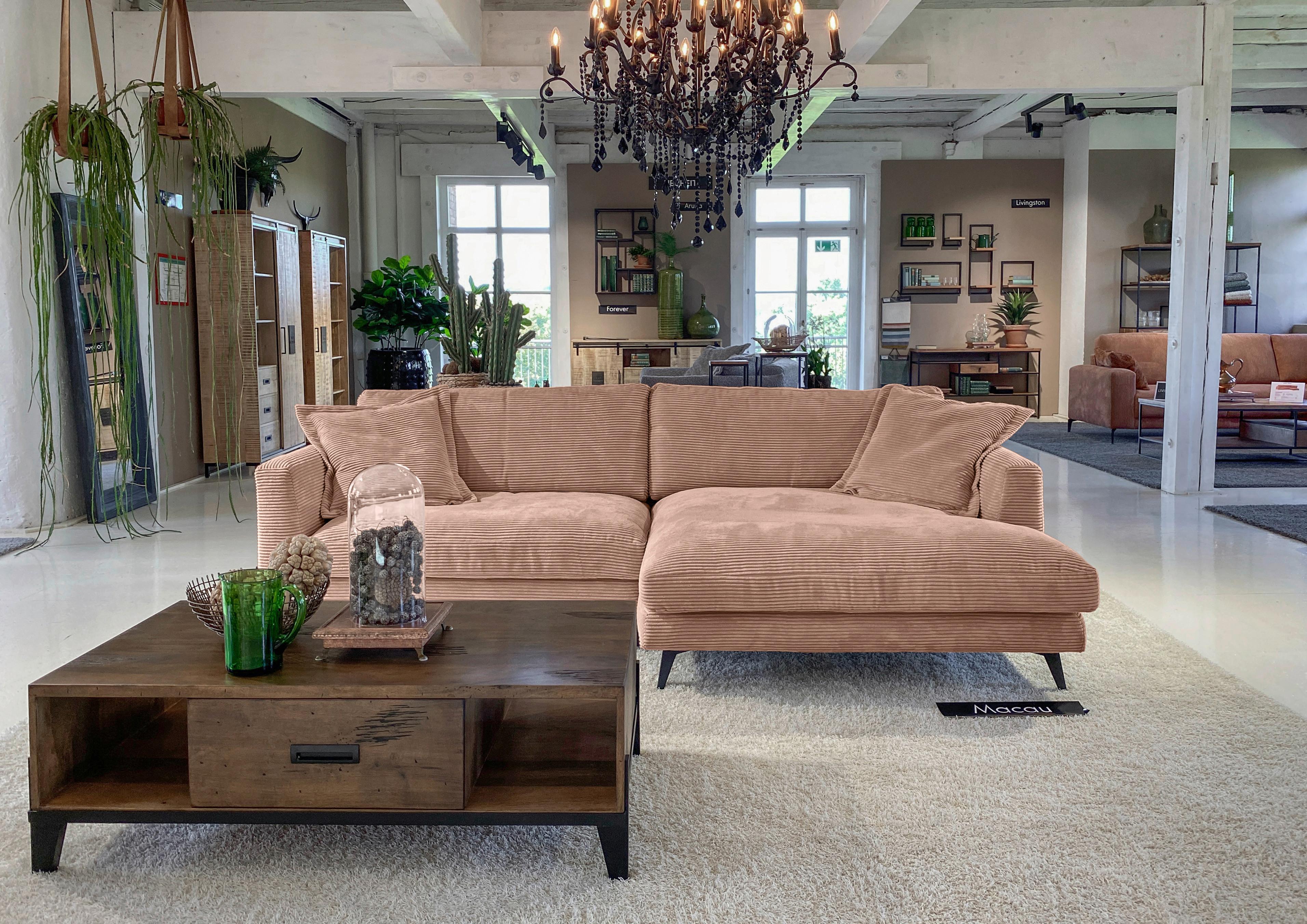 Ecksofa Macau, Altrosa S: 270x140 cm - Schwarz/Altrosa, LIFESTYLE, Textil (270/140cm) - Livetastic