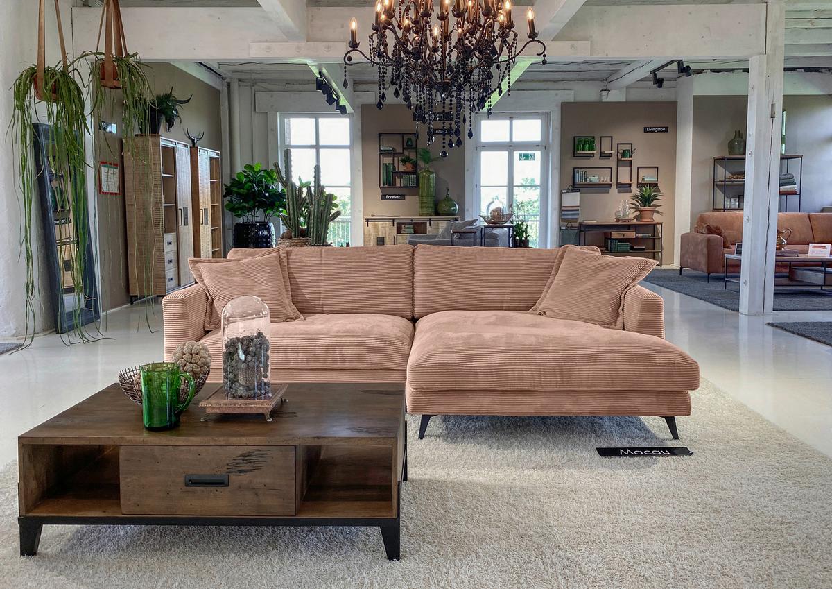 Ecksofa Macau, Altrosa S: 270x140 cm - Schwarz/Altrosa, LIFESTYLE, Textil (270/140cm) - Livetastic