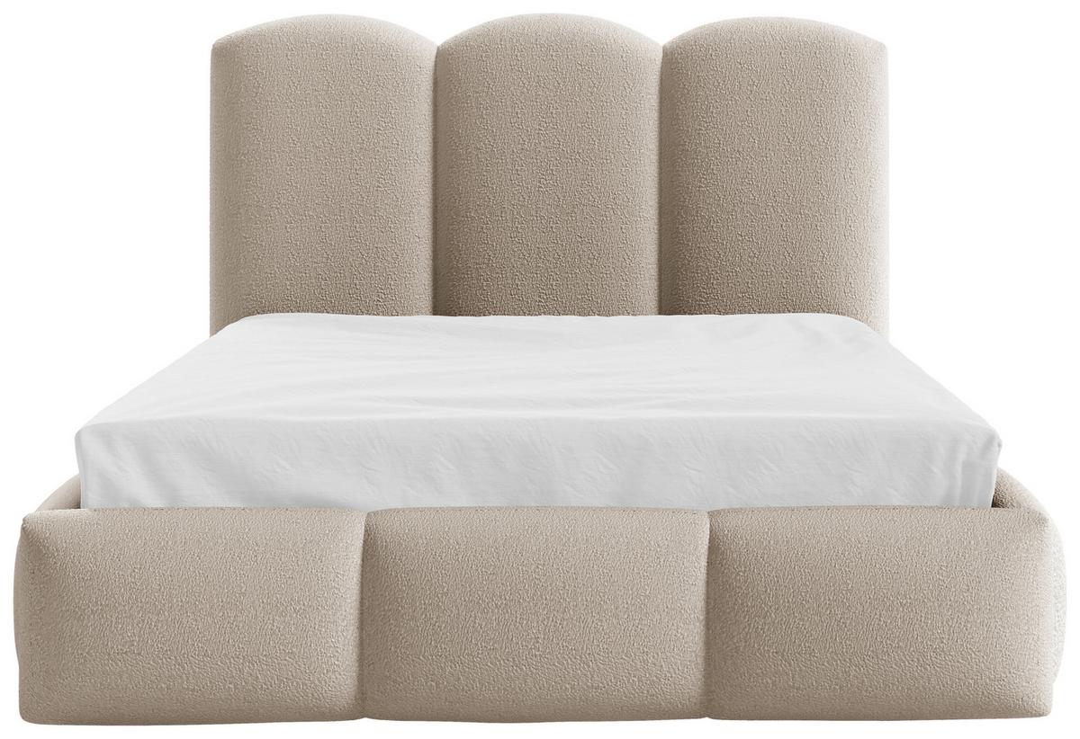 Polsterbett Bero Boucle Creme, Lf: 140x200 Cm - Buchefarben/Creme, Trend, Holz/Textil (140/200cm)