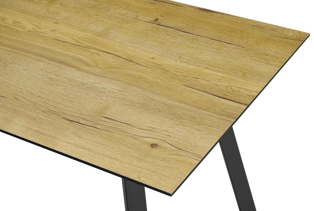 Tischgruppe Zurs 5-teilig Artisan Eiche/Leinenoptik grau - Eichefarben/Schwarz, Trend, Holz/Holzwerkstoff (140/75/80cm)