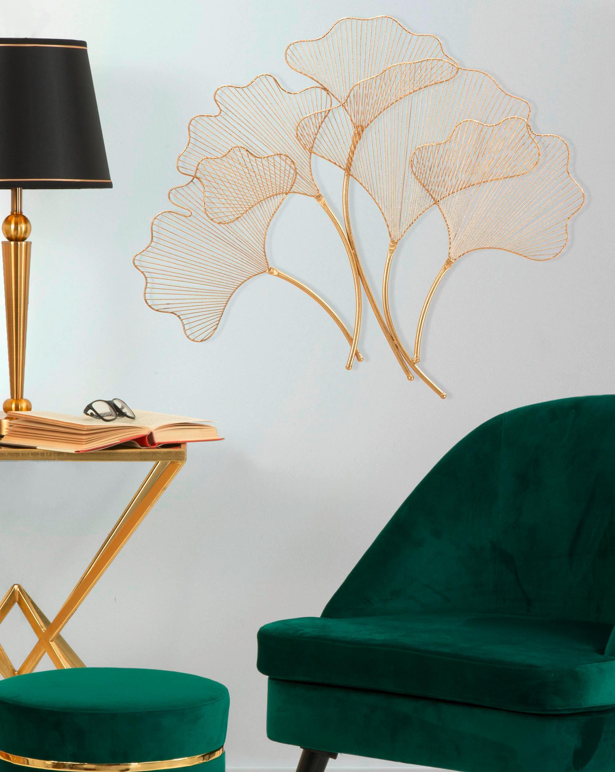 Wanddeko Glam Leaf Goldfarben B: 79 cm - Goldfarben, Basics, Metall (79/68/5cm)
