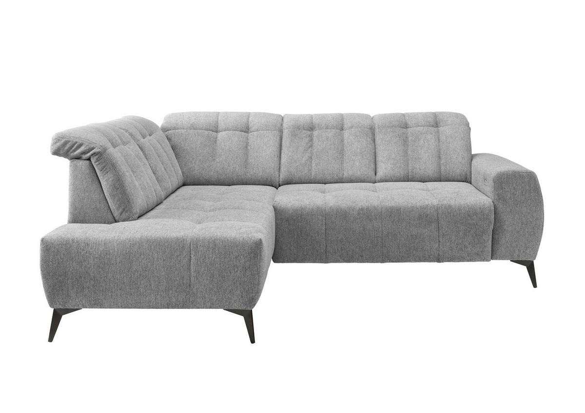 Ecksofa Mit Usb Anschluss Sano, Silberfarben, S: 200x261 Cm - Silberfarben/Schwarz, MODERN, Textil (200/261cm) - Livetastic