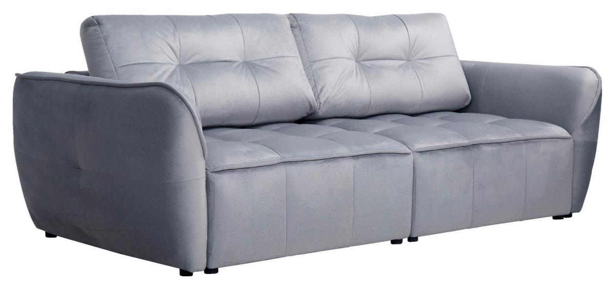 Boxspringová pohovka BOMBEI, sivý velúr - čierna/sivá, Modern, drevo/kompozitné drevo (243/94/125cm) - Premium Living