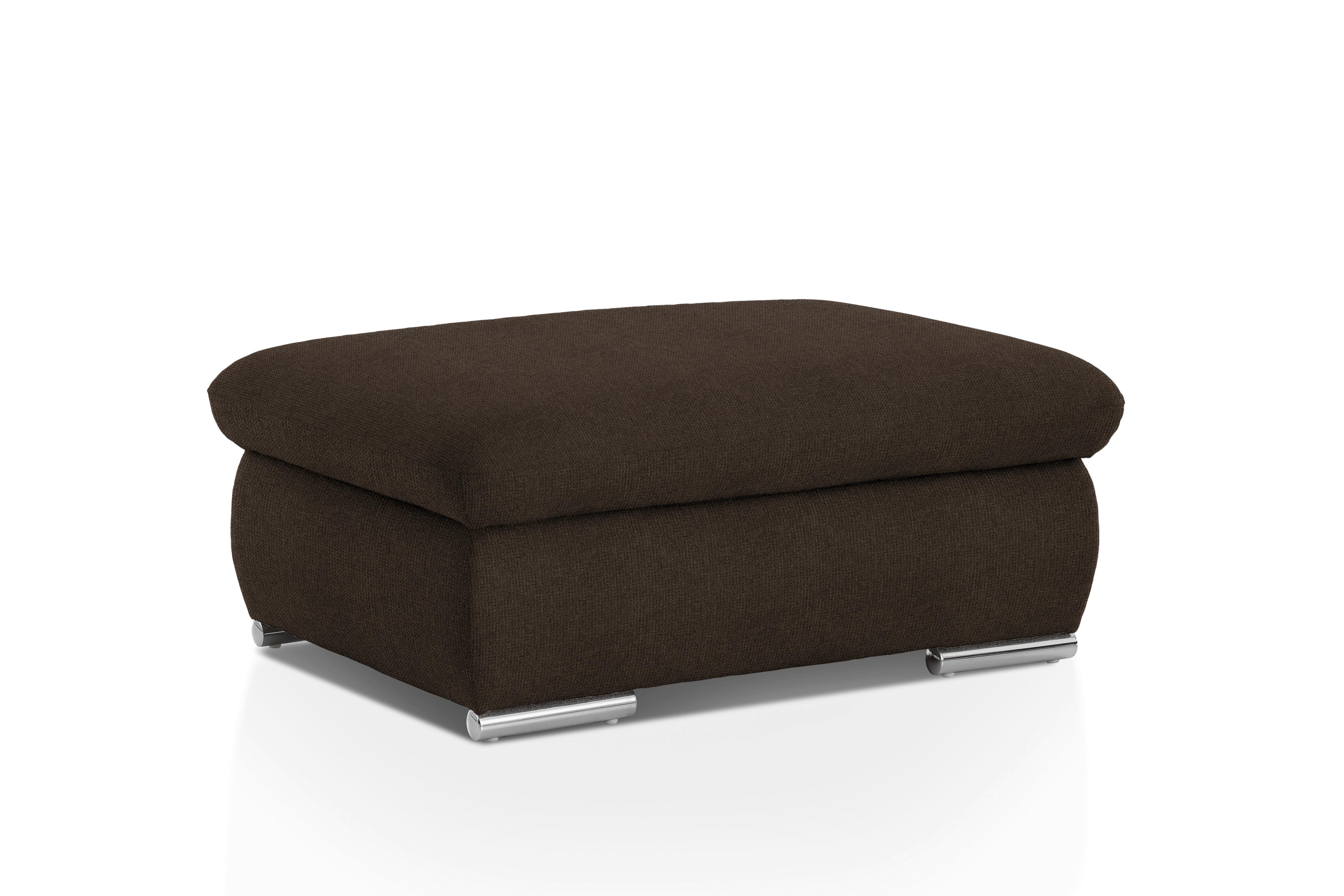 Polsterhocker Isona Braun Chenille - Chromfarben/Braun, Design, Textil (101/45/74cm) - Livetastic