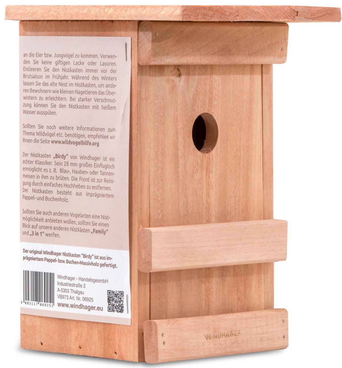 Vogelhaus Nistkasten Birdy - Naturfarben, Basics, Holz (17/24,5/17cm)