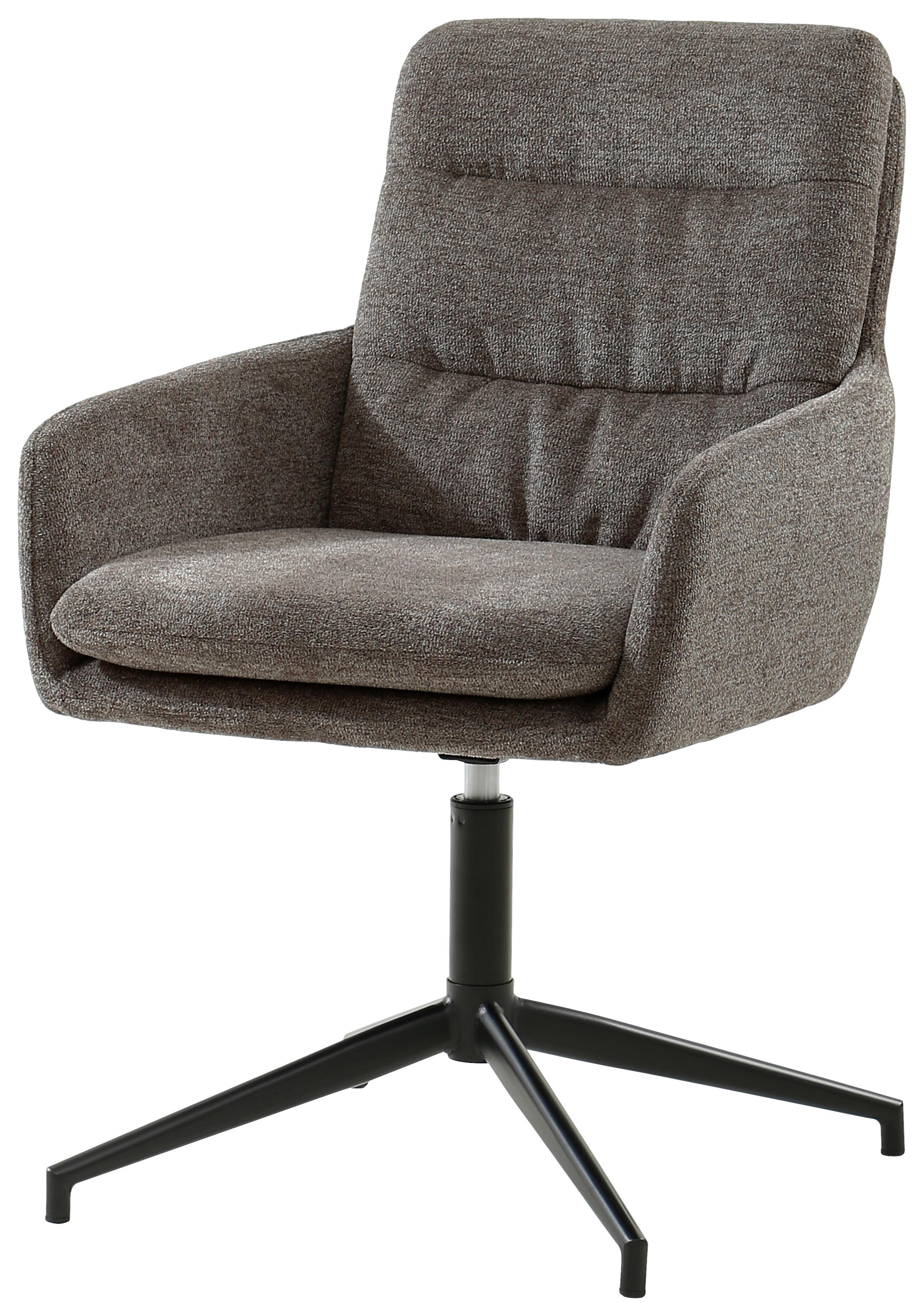 Armlehnstuhl Patrice Braun, Sitzfl. 360° drehbar - Schwarz/Braun, Design, Holz/Textil (57/88/67cm) - MID.YOU