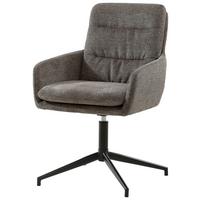 Armlehnstuhl Patrice Braun, Sitzfl. 360° drehbar - Schwarz/Braun, Design, Holz/Textil (57/88/67cm) - MID.YOU