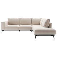 Sedacia súprava ISOLDE, pravá, krémová - čierna/krémová, Design, kov/textil (293/200cm) - MID.YOU