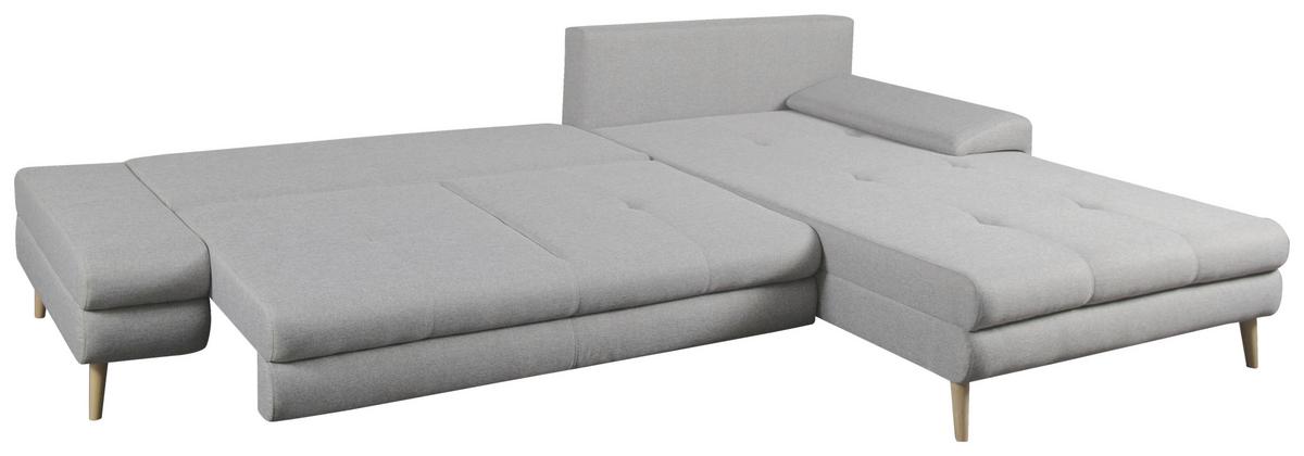 Ecksofa Mit Schlaffunktion + Bettkasten Floby, Webstoff - Erlefarben/Hellgrau, Trend, Textil (313/215cm) - MID.YOU