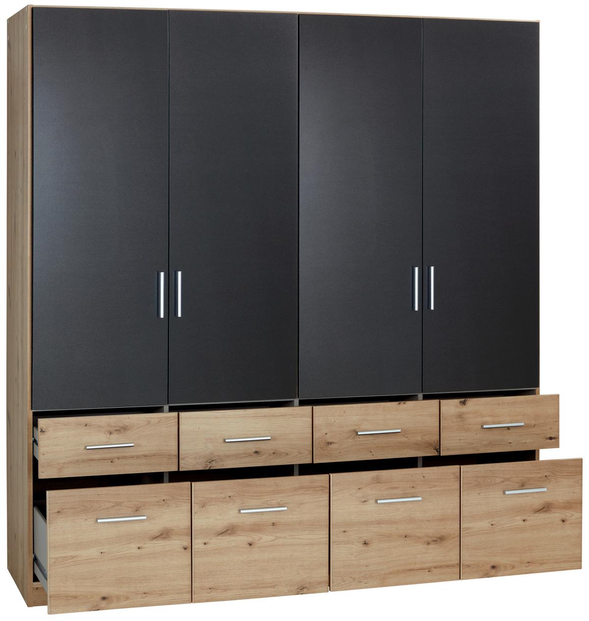 Nyílóajtós Szekrény Celle Extra 181/197 Cm - Artisan tölgy/sötétszürke, Design, faalapú anyag (181/197/54cm)